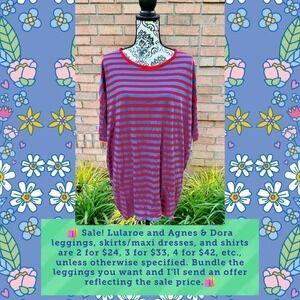 NWT Lularoe Blue & Red Striped Irma Top Size Large